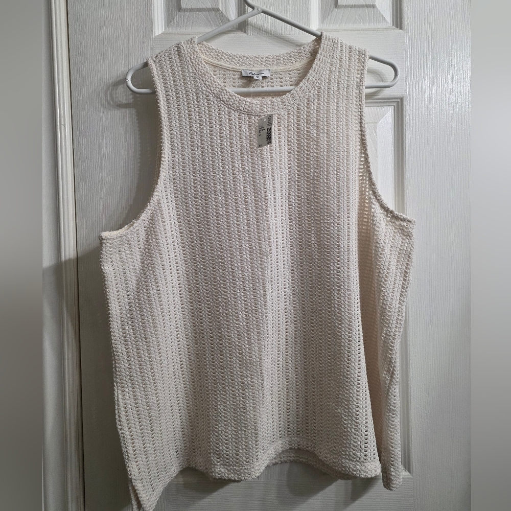 NWT Reitmans Cream Crochet Knit Tank Top - Size XL